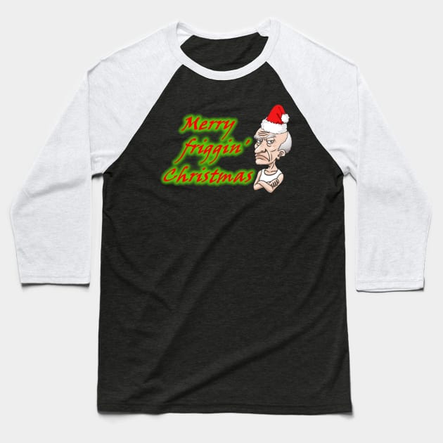 Merry friggin' Christmas Baseball T-Shirt by Comic Dzyns